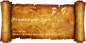 Presburger Ivor névjegykártya
